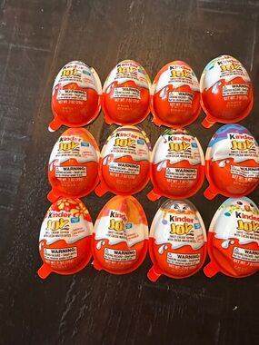 Kinder Joy Assorted Egg Candy - Orange & White - Set of 12 Toys Only (lot 3)
